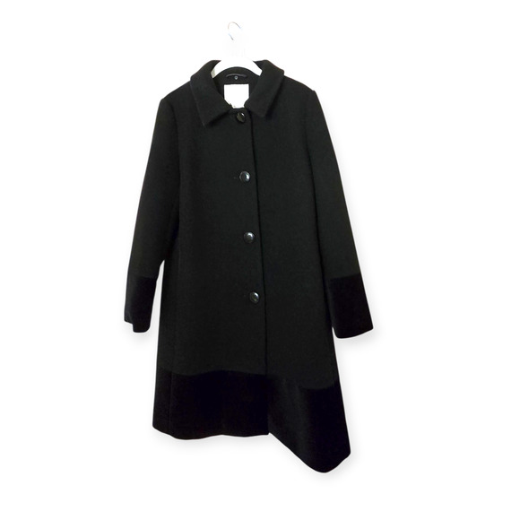 Kate Spade‎ Faux Fur Removeable Collar Wool Velvet Trim Jacket Coat Black - Picture 6 of 9
